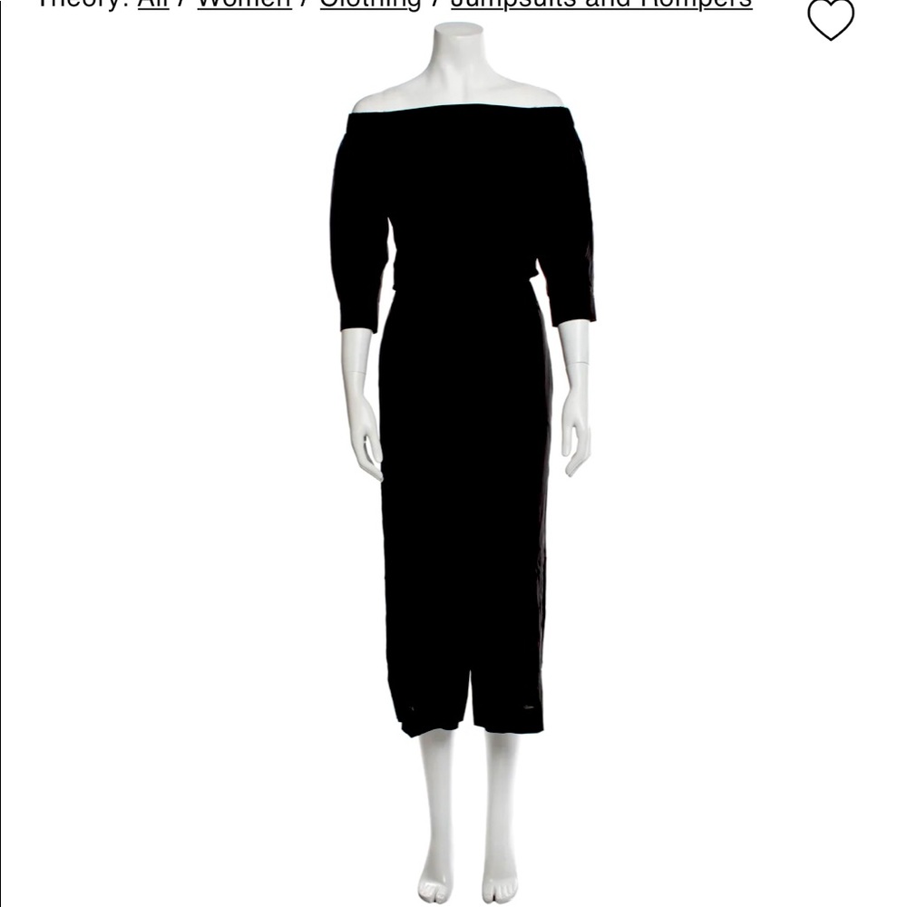 THEORY Women’s Faley Mosaic Black Silk Off Shoulder Jumpsuit Size 8